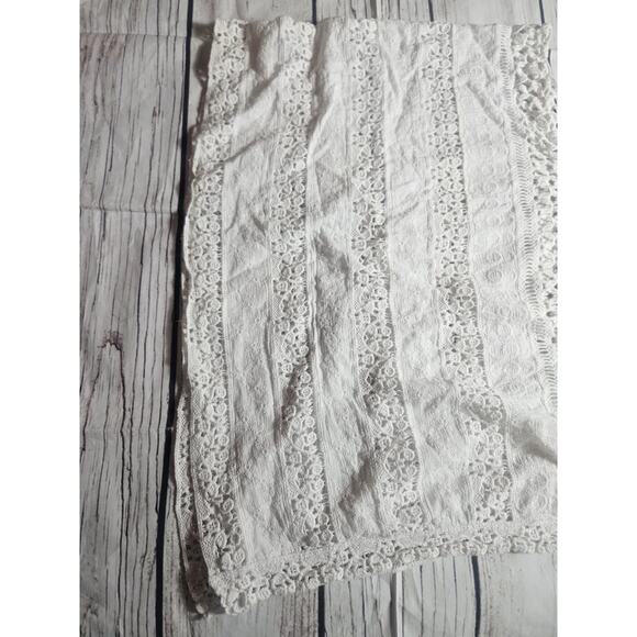 Chicos Size S/M Crochet Knit Top White Lace Short Sleeve Sheer Cover Up Boho - Picture 6 of 10